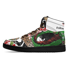 Warrior Island KUNG FU Mens Black High Top Leather Sneakers