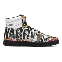 Warrior Island KUNG FU Mens Black High Top Leather Sneakers