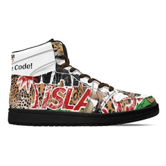 Warrior Island KUNG FU Mens Black High Top Leather Sneakers